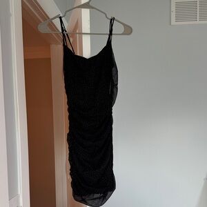 Lucy in the Sky Elegant Black Ruched Mini Dress